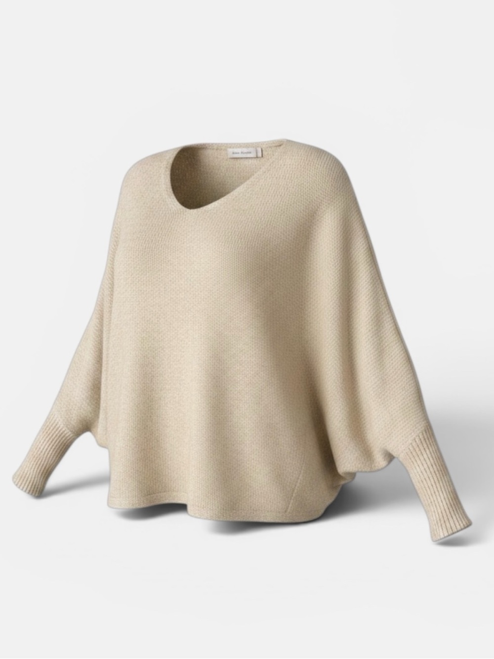 Cream Crew-Neck Batwing Sweater